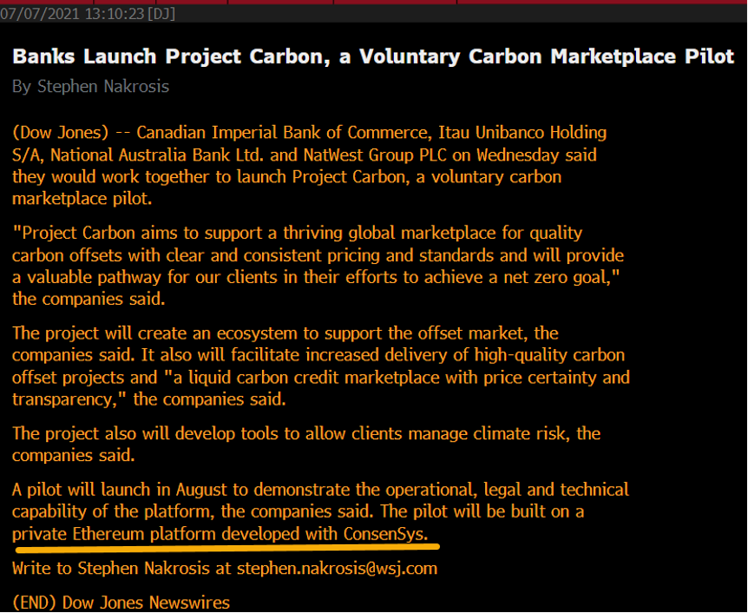 Banks Launch Project Carbon, a Voluntary Carbon Marketplace Pilot
